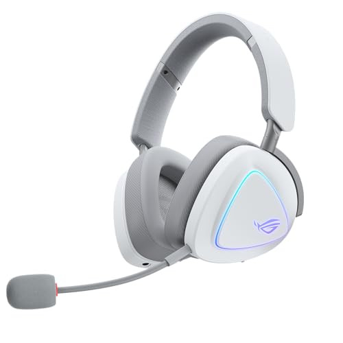 ASUS ROG Delta II Wireless Gaming Headset with Detachable Mic – Tri-Mode, BACK and WHITE