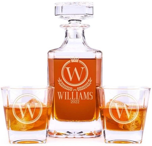 *Valentines Alert* Personalized Whiskey Bottle Decanter Set with Two Glasses
