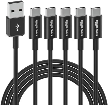 5-Pack 6 Amazon Basics USB-C to USB-A 2.0 15W Fast Charger Cables