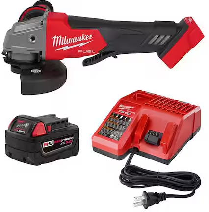 Milwaukee M18 FUEL 18V 5.0 Ah Lithium-Ion Brushless Cordless 4-1/2 in./5 in. Grinder and Starter Kit