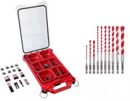 Milwaukee SHOCKWAVE Impact Duty Alloy Steel Screw Driver Bit Set with PACKOUT Case with Titanium Drill Bit Set (123-Piece)
