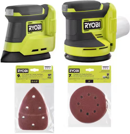 Ryobi ONE+ 18V Cordless 2-Tool Combo Kit w/ Random Orbit Sander  Corner Cat Finish Sander