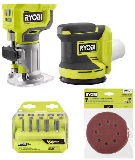 Ryobi ONE+ 18V Cordless 2-Tool Combo Kit w/ Compact Fixed Base Router  5 in. Random Orbit Sander
