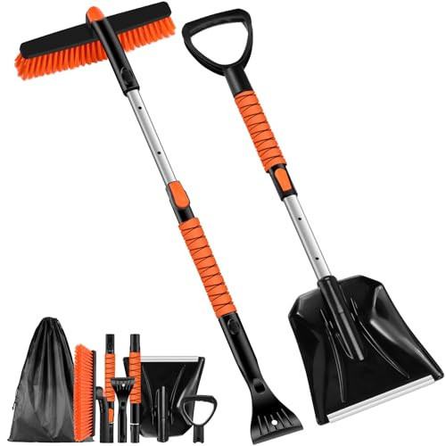 Ice Scraper with Snow Brush and Snow Shovel, Orange