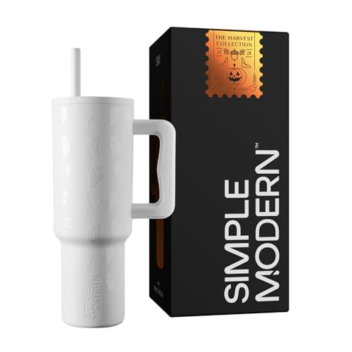 Simple Modern 40-Oz Stainless Steel Halloween Tumbler w/ Handle  Straw Lid (Cute Ghosts)