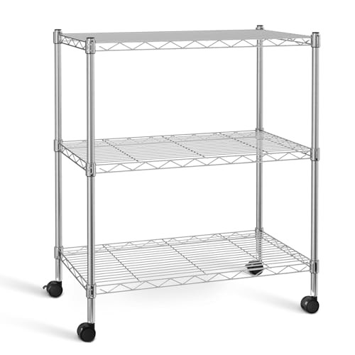 Simple Deluxe Heavy Duty 3-Shelf Shelving Unit with Wheels 750 lbs Capacity