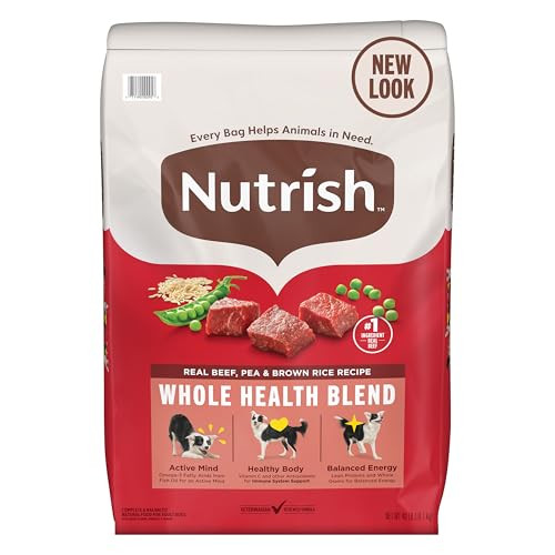 Nutrish Whole Health Blend Dry Dog Food (Real Beef, Pea  Brown Rice Recipe) 40-Pound