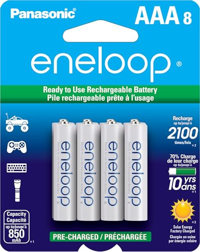 Panasonic eneloop AAA Ni-MH Pre-Charged Rechargeable Batteries 8-Pack