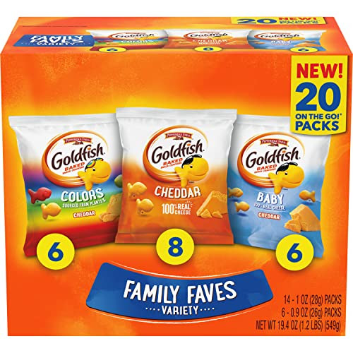 Goldfish Family Faves Crackers, Cheddar, Colors and Baby Crackers 20-Count