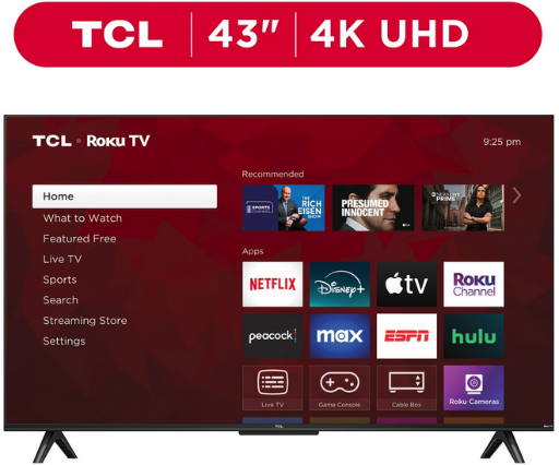 TCL 43 4K UHD HDR Smart Roku TV