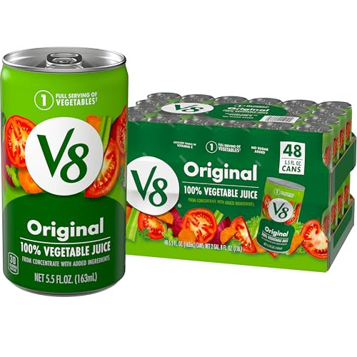 V8 Original 100% Vegetable Juice, 5.5 fl oz Can (48 Pack)