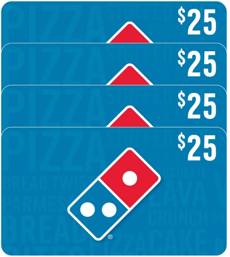 Dominos Four $25 eGift Cards ($100 Value)