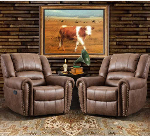Red Barrel Studio Chemika Classic Wide Manual Recliner with Nailhead Trim 2-Piece