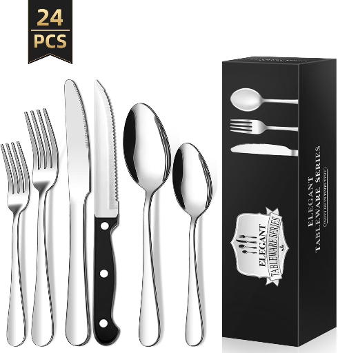 TINANA Silverware Sets, 24 PCS Flatware Set for 4