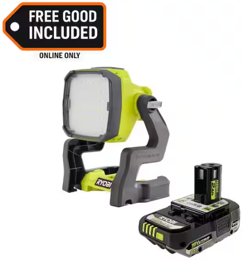 Ryobi ONE+ 18V Hybrid LED Work Light w/ FREE 2Ah HP Battery