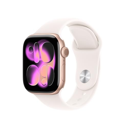 Apple Watch Series 11 [GPS 42mm] Smartwatch with Rose Gold Aluminum Case with Light Blush Sport Band - S/M