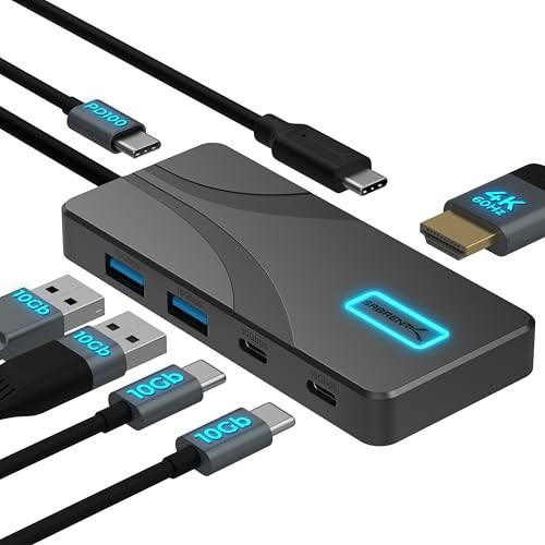 SABRENT 5-Port 10Gbps USB-C Hub w/ 100W PD  4K@60Hz