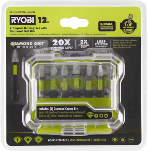 RYOBI 2 Diamond Grit Driving Set 12-Piece