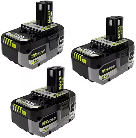 RYOBI ONE+ HP 18V HIGH PERFORMANCE Lithium-Ion 6.0 Ah Battery (2-Pack) w/ ONE+ 18V 4.0 Ah Lithium-Ion HIGH PERFORMANCE Battery