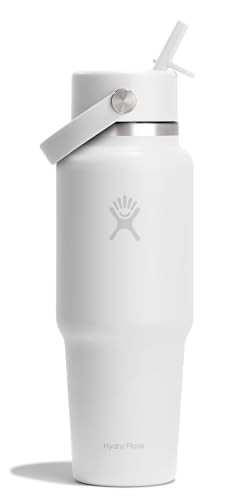 32-Oz Hydro Flask Travel Insulated Stainless Steel Water Bottle w/ Wide Straw Lid (Tonal White)