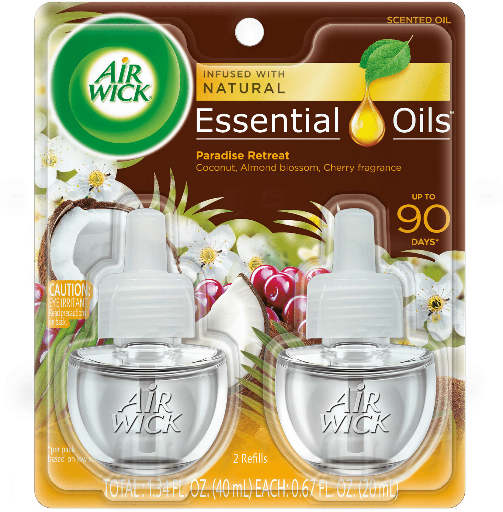 Air Wick Plug-In Scented Oil Air Freshener Warmer Refills, White Gardenia and Plumeria, 2 Count