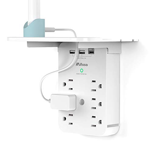 Mifaso Wall Outlet Extender w/ Surge Protector, 3 USB Ports (1x USB-C)