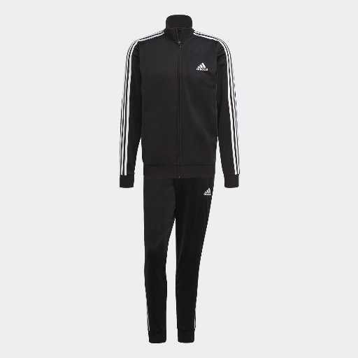 adidas Men Essentials 3-Stripes Track Suit: Jacket + Pants (Black/White)
