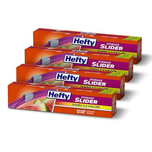 Hefty Slider Jumbo Storage Bags 4-Pack 12-Count 2.5 Gallon