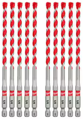 Milwaukee 1/4 SHOCKWAVE Carbide Hammer Drill Bits 10-Pack