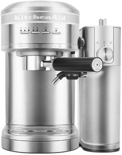 KitchenAid Metal Semi-Automatic Espresso Machine with Free Automatic Milk Frother Attachment Bundle