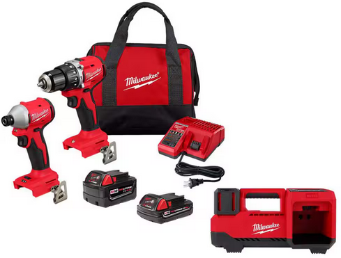 Milwaukee M18 Compact Brushless Hammerdrill/Impact Kit + Free M18 Inflator