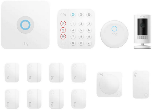 Ring 14-piece Home Alarm Security Kit (2nd Gen) with Outdoor Cam (Stick Up Cam) Battery Security Camera