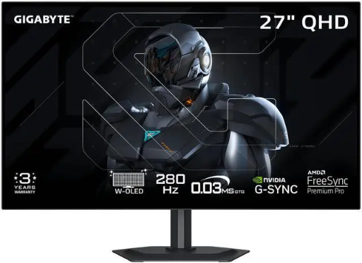 GIGABYTE 27 QHD 2K 1440P 280Hz OLED Gaming Monitor