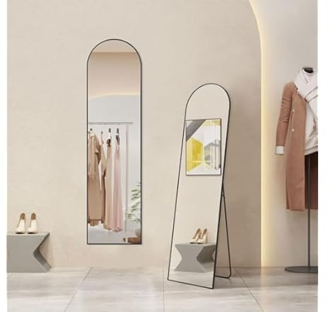 59x 16 Arched Floor Full Length Mirror w/ Aluminum Alloy Thin Frame