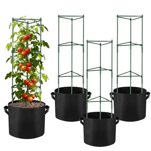 4-Pack of 48 Tomato Cages + 10 Gallon Grow Bags