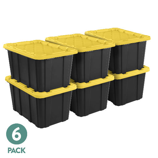 Sterilite 27 Gallon Industrial Tote Rugged Plastic Storage Bin - 6-Count