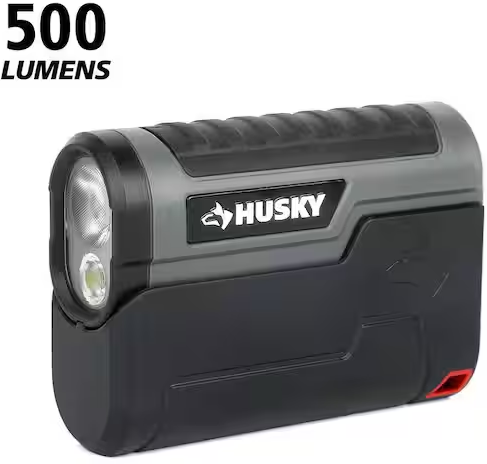 Husky 500-Lumen Compact Rechargeable Flashlight with Holster Base