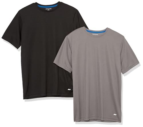 2-Pack Amazon Essentials Mens Moisture Wicking Breathable Active Performance Tech Gym T-Shirts