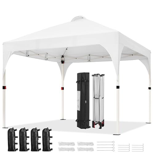 Yaheetech 10 x 10 Pop-Up Canopy Tent w/ Vent, Wheeled Bag, Sandbags  Stakes