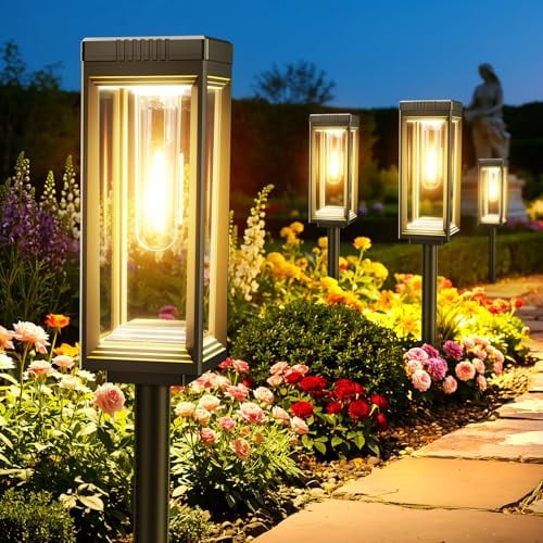 Tall Solar Pathway Lights Outdoor Waterproof 8-Pack