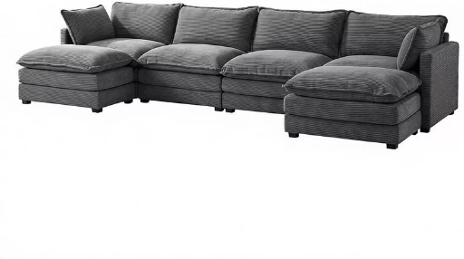 148 4-Seat L-Shaped Modular Sectional Sofa w/ 2 Ottomans (Dark Grey)