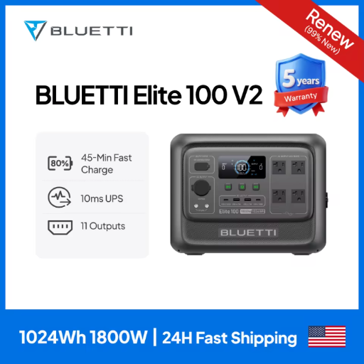 BLUETTI Elite 100 V2 Portable Power Station 1024Wh 1800W Output 11 Ports