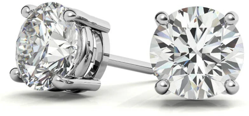 Certified Genuine Moissanite Stud Earrings – 14k White or Yellow Gold