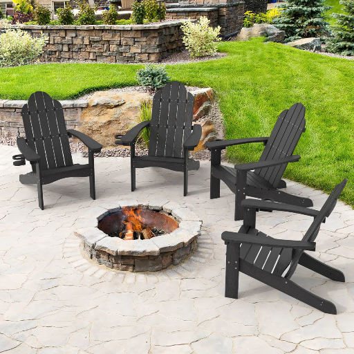 Reyer Outdoor Adirondack Chairs (Black)