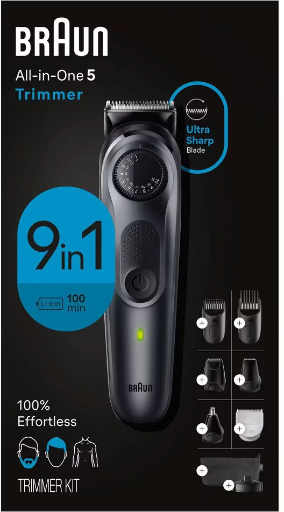 Braun All-in-One Series 5 AiO5490 Rechargeable 9-in-1 Body, Beard  Hair Trimmer