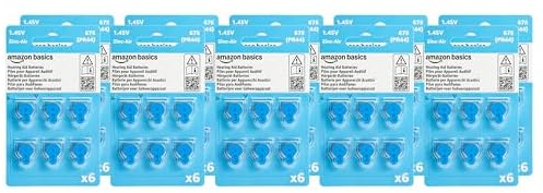 Amazon Basics Hearing Aid Size 675 Zinc-Air Batteries 60-Pack