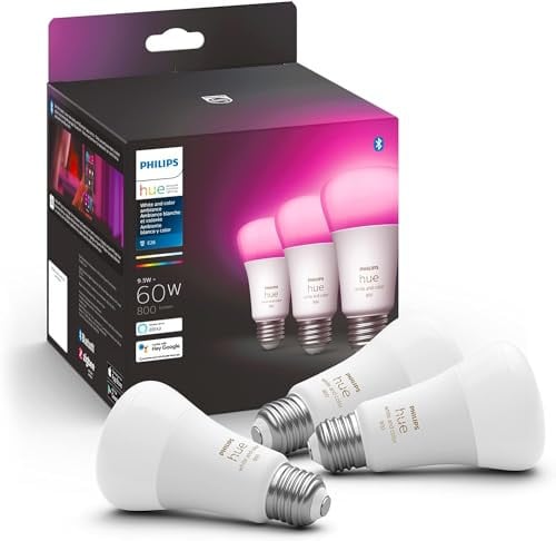 (Amazon Resale) 3-Pack Philips Hue White  Color 60W A19 E26 LED Smart Bulbs