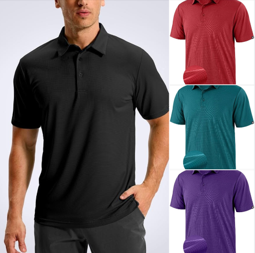 Mens Dry Fit Moisture Wicking Polo Shirts- Many Color Options