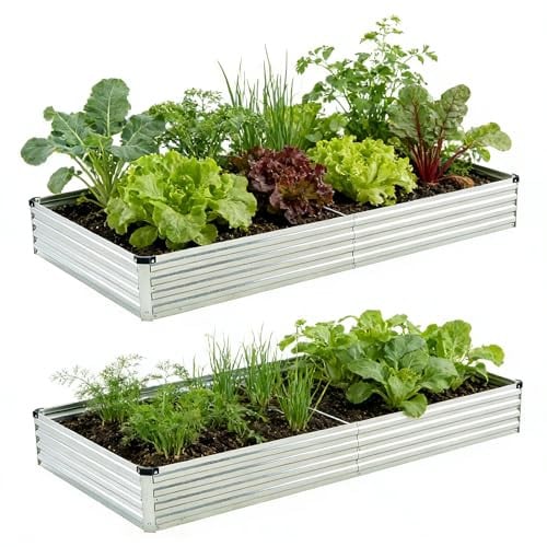 Foxlang 8x4x1ft (2 PCS) Galvanized Raised Garden Bed