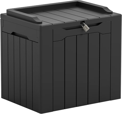 Devoko 32-Gallon Water Resistant Lockable Deck Box With Seat (Black)